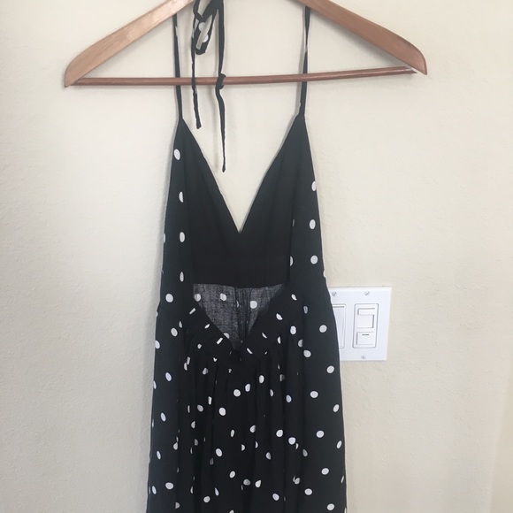 HOLLISTER BLACK POLKA DOT ROMPER HALTER BACKLESS - Picture 2 of 2